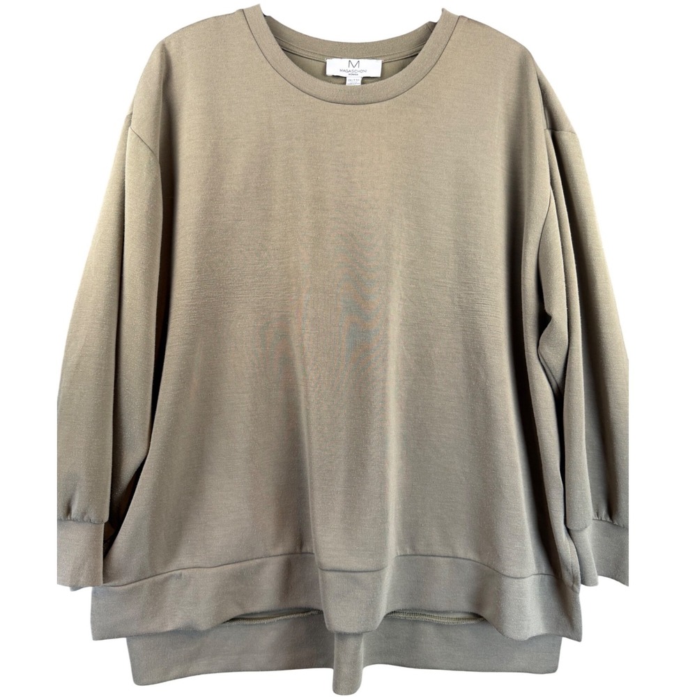 Magaschoni Woman Olive Green Modal Blend Oversized Sweatshirt 2X Plus Size